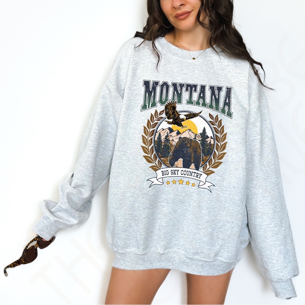 Montana Big Sky Country Graphic Crewneck Sweatshirt